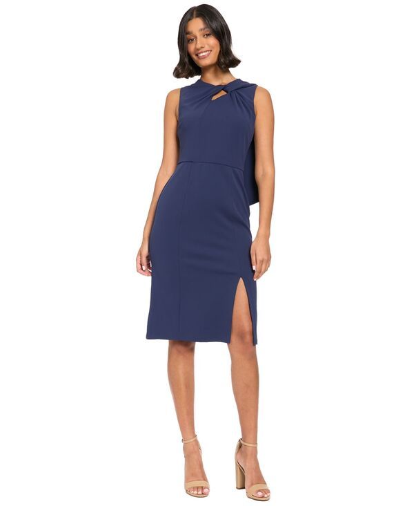 ロンドンタイムス レディース トップス ワンピース アシンメトリー プチ ミディ London Times Petite Midi AsymmetricalNeckline Dress Peacoat 22,260円