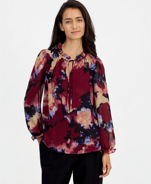 バースリー レディース トップス シャツ Vネック フリル ブラウス 長袖 Bar III Womens Ruffle Tie Neck LongSleeve VNeck Blouse Macys E 15,736円