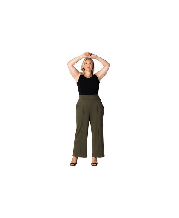 キヨナ レディース ボトムス カジュアルパンツ ワイドレッグ プラスサイズ Kiyonna Plusize Polished Ponte Wide Leg Pants Olive オリーブ 22,260円