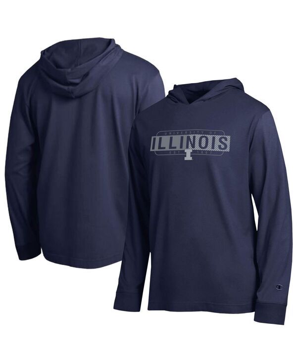 チャンピオン メンズ トップス Tシャツ トール Champion Mens Navy Illinois Fighting Illini GradientAllStar Long Sleeve Hoo