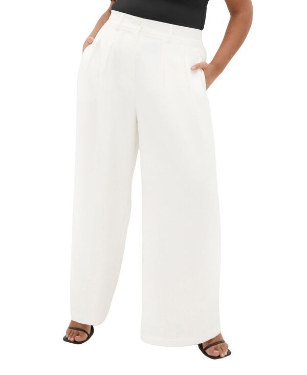 シティーシック レディース ボトムス カジュアルパンツ ワイドレッグ プラスサイズ CITY CHIC Plusize Abbie Fully Lined Wide Leg Pant Ivory アイ