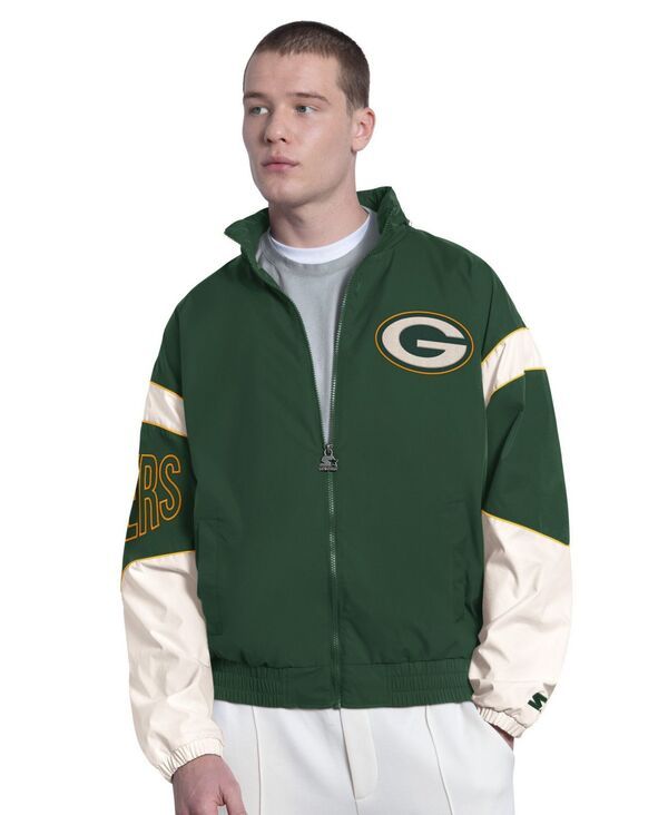 スターター メンズ アウター ジャケット・ブルゾン フーデッドジャケット Starter Mens Green Bay Packers The Gust WaterResistant FullZip