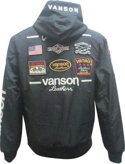 ジャケット 裏ファー フード付き バンソン vanson NVSZ-2616-1黒 L寸