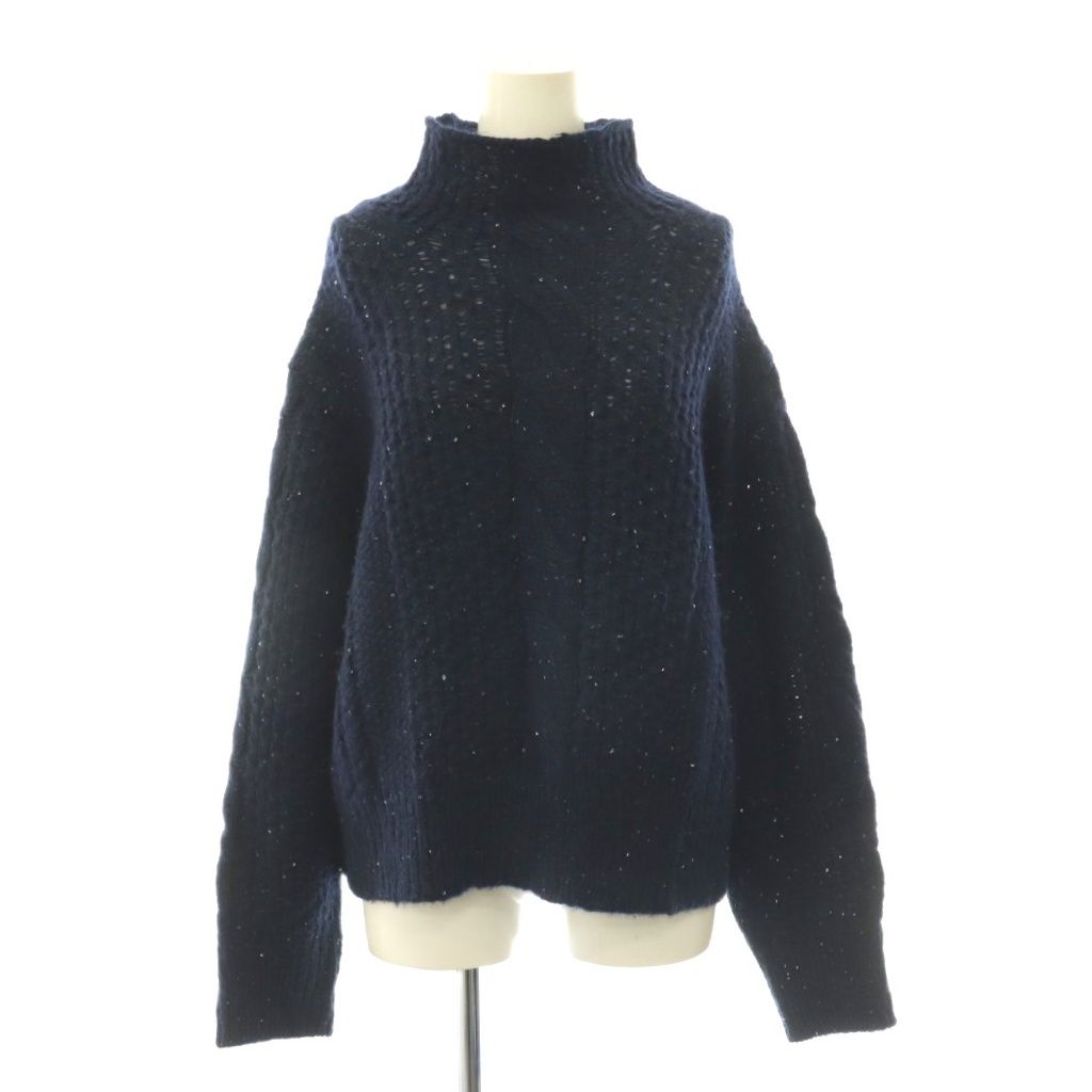 エブール ebure 24AW スパンコールアルパカリリヤーン ニット セーター ハイネック 長袖 紺 ネイビー /HS ■OS