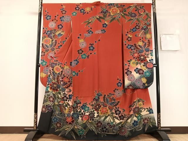 平和屋着物●豪華振袖　紅型　流水花蝶文　暈し染め　正絹　逸品　CABN6107vp 33,800円