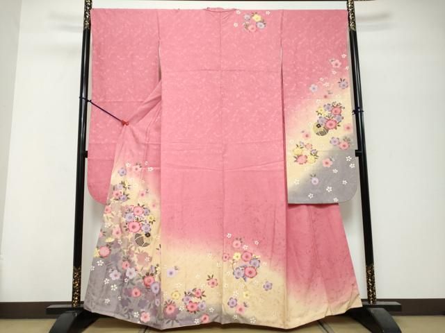 平和屋着物●豪華振袖　手毬花文　暈し染め　金彩　正絹　逸品　DABK0781ud 27,885円