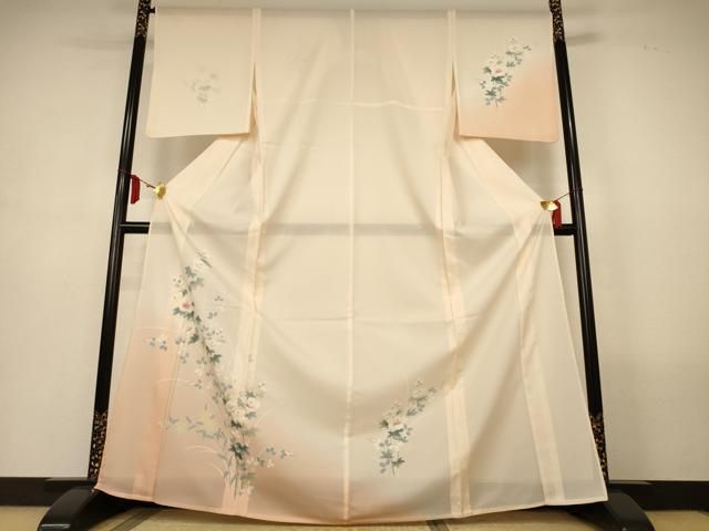 平和屋着物＊夏物　訪問着　絽　草花文　暈し染め　洗える着物　AABM1023jd
