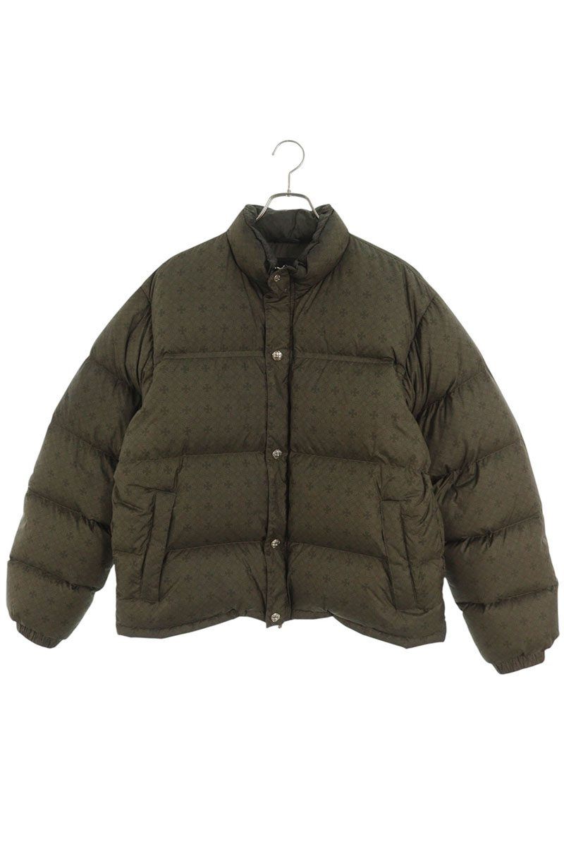 クロムハーツ STIFF V2 FBRC/スティッフ CHプラス総柄クロスボールボタンナイロンダウンジャケット メンズ L
