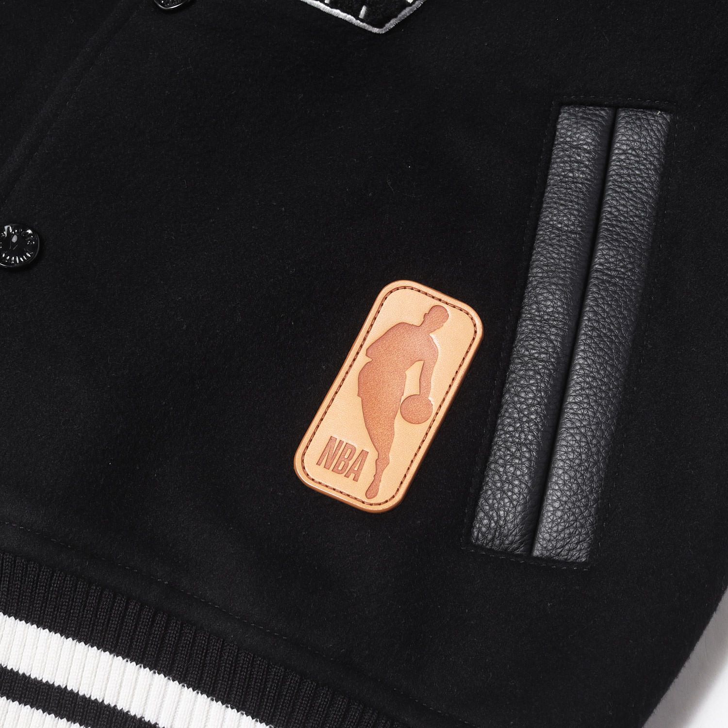 【美品】LOUIS VUITTON ルイヴィトン ジャケット ブラック 黒 46 21SS NBA ロゴ エンボス バーシティ ジャケット Louis Vuitton x NBA Leather Basketball Jacket フランス製【中古】