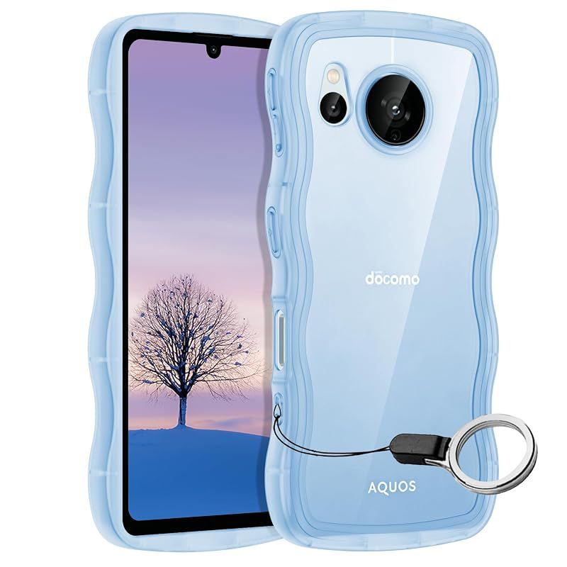 新品】 AQUOS sense7 ケース ブルー ウェーブ SH-53C SHG10 SH-M24 TPU