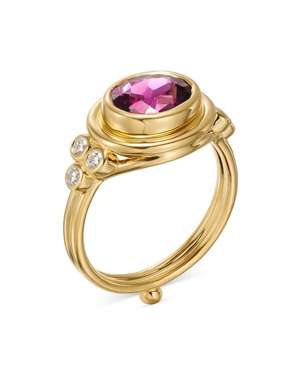 テンプル セント クレア レディース アクセサリー リング Temple St Clair 18K Yellow Gold CL Color Purple Garnet Diamond Bezel R