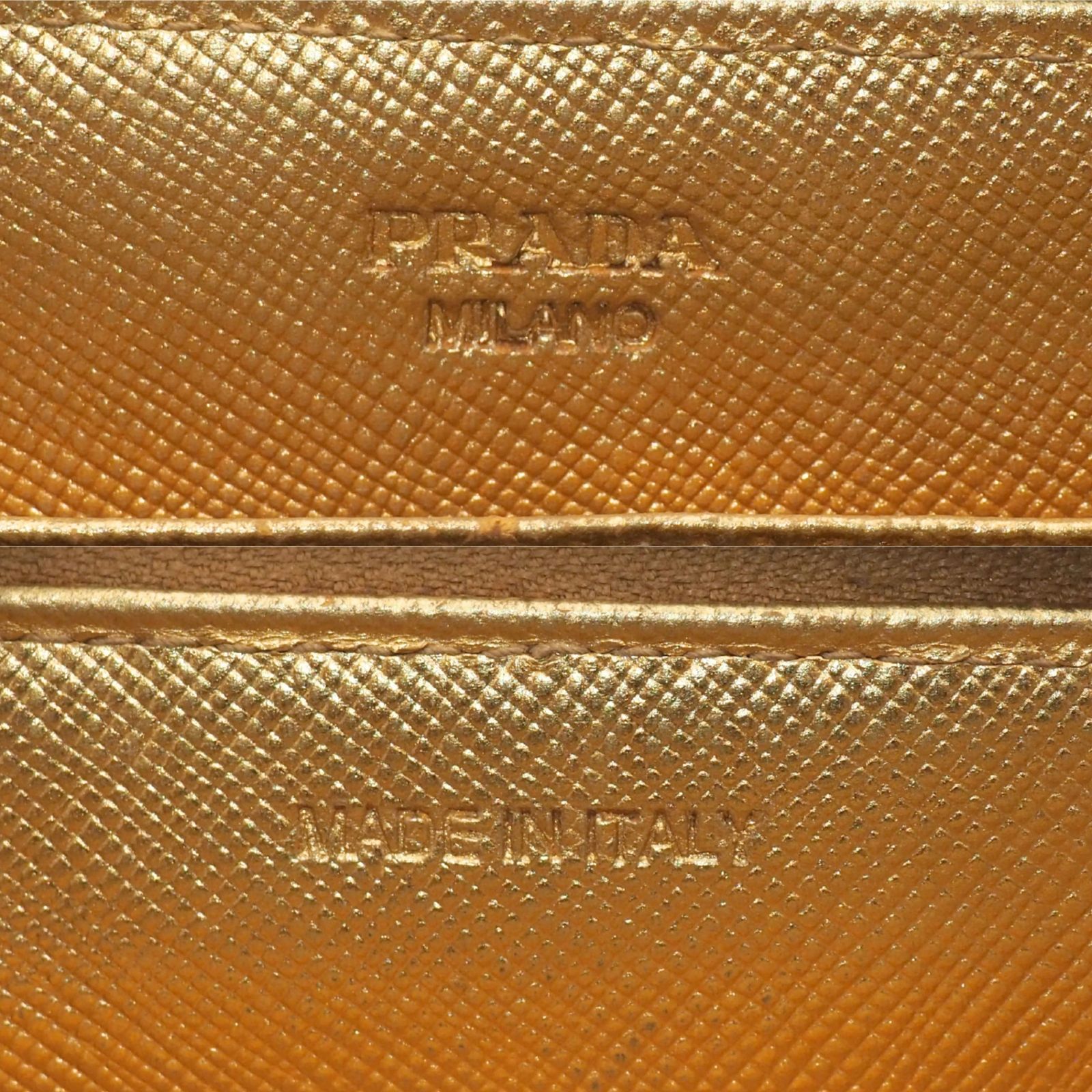 PRADA サフィアーノ ラウンドファスナー長財布 ゴールド 中古】PRADA プラダ サフィアーノ 長財布 ラウンドファスナー ジップ