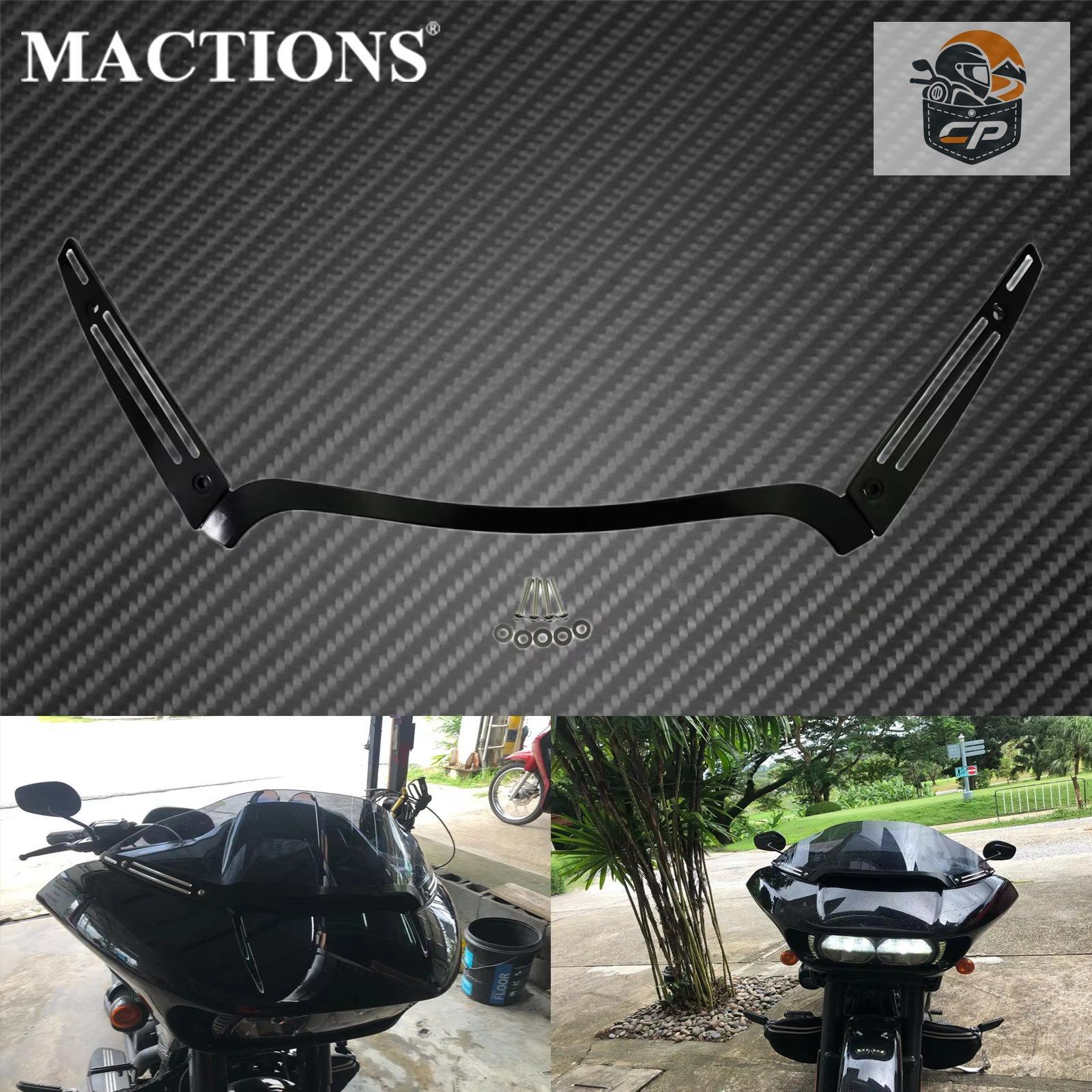 オートバイビレットウインドシールドトリム アルミ ブラック ハーレーツーリング ロードグライド ウルトラ CVO FLTRX FLTRUSE FLTRXS