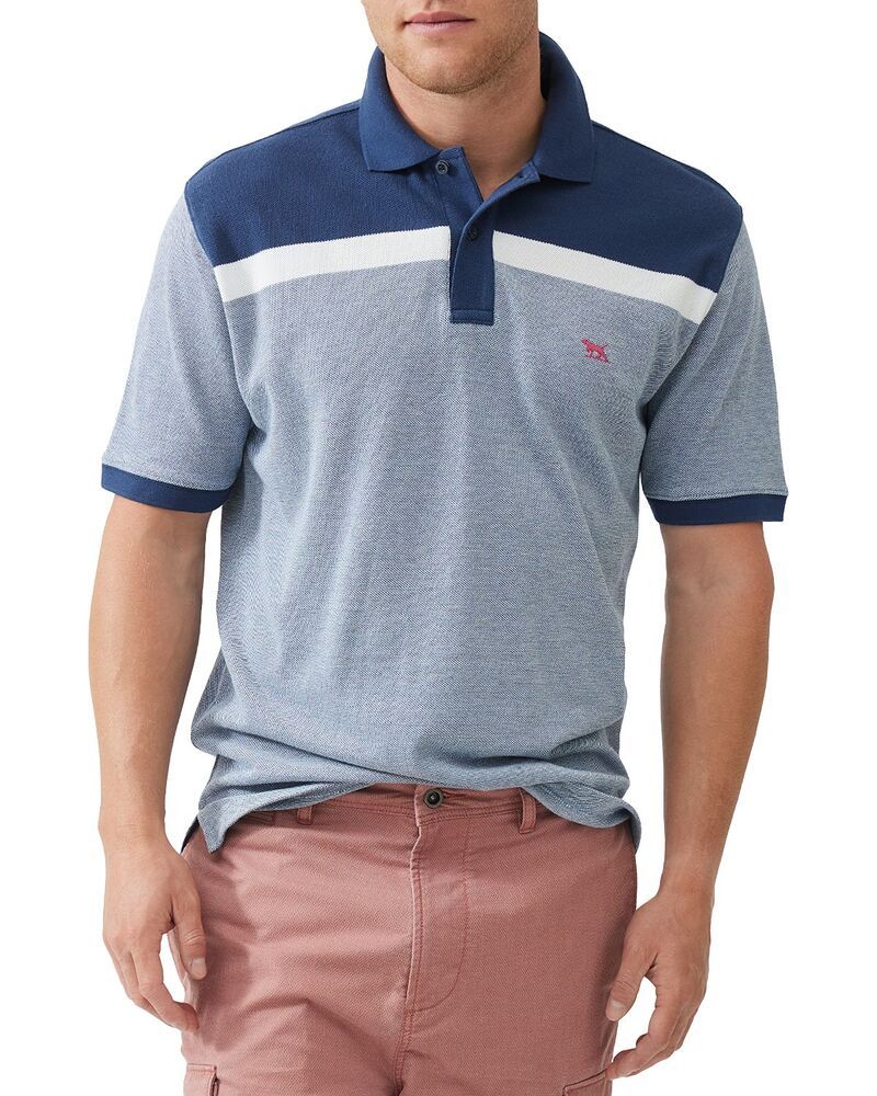 ロッドアンドグン メンズ トップス ポロシャツ レギュラーフィット Rodd Gunn Whitby Color Block Regular Fit Polo Shirt Indigo インディゴ