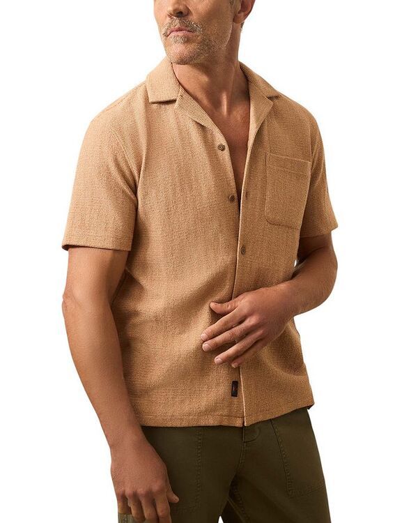 ファレティ メンズ トップス シャツ Faherty Oasis Textured Camp Shirt Rust Orange オレンジ