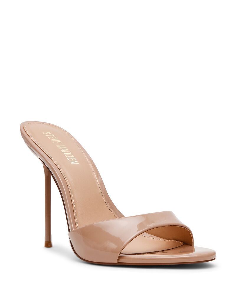 スティーブ マデン レディース シューズ サンダル レザー ヒール STEVE MADDEN Womens Davina Faux Patent Leather Higheel Sandals Tan