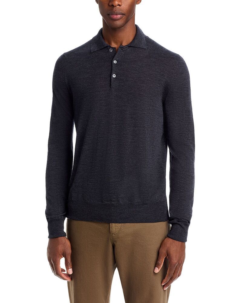 カナーリ メンズ アウター ニット・セーター ポロシャツ Canali Merino Knit Polo Sweater Charcoal チャコール