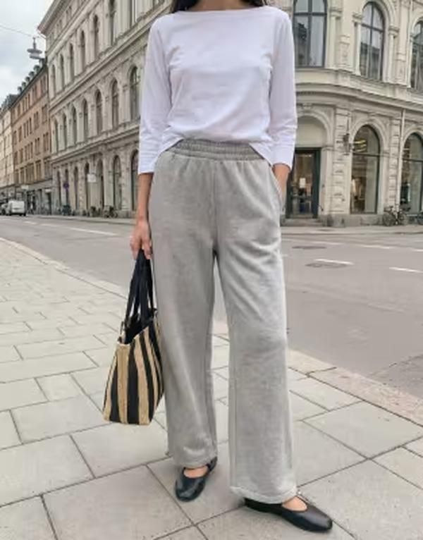 ヴェロモーダ レディース ボトムス カジュアルパンツ ワイドレッグ スウェットパンツ Vero Moda wide leg sweatpants in light heather Light Gray 15,584円