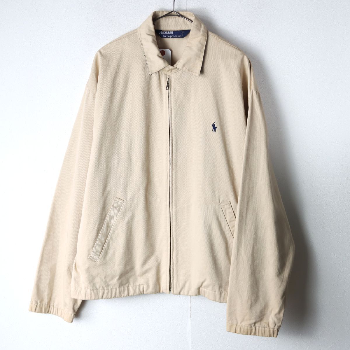 90's POLO RALPH LAUREN ポロラルフローレン スウィングトップ ワンポイント ベージュ M/ 古着 ヴィンテージ