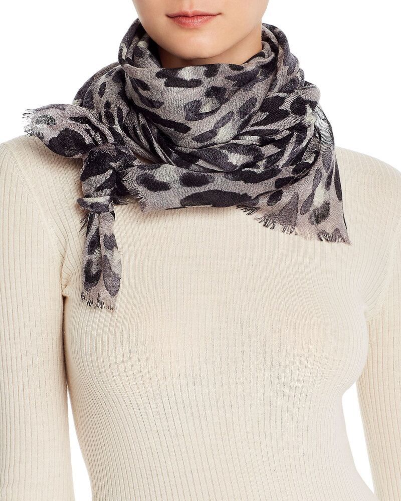 アクア レディース アクセサリー マフラー・ストール・スカーフ プリント ウール AQUA Bloomingdales Leopard Print Wool Scarf Exclusive Light 20,636円