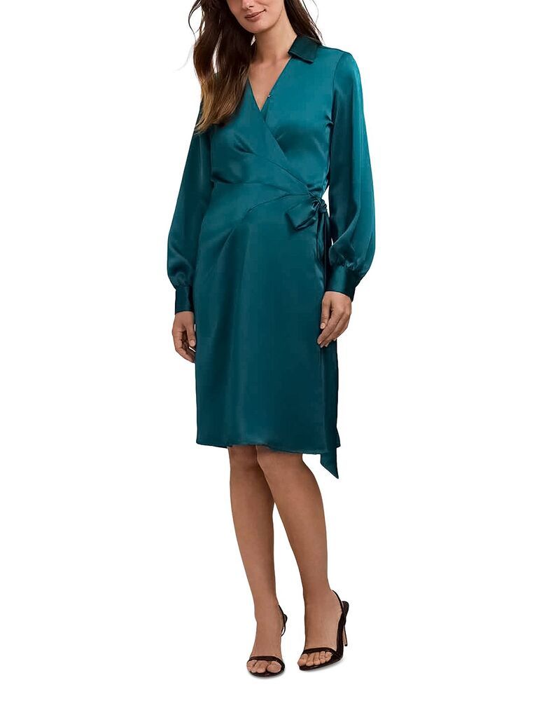 フォックスクラフト レディース トップス ワンピース Foxcroft Valentina Seamed Wrap Dress Emerald エメラルド