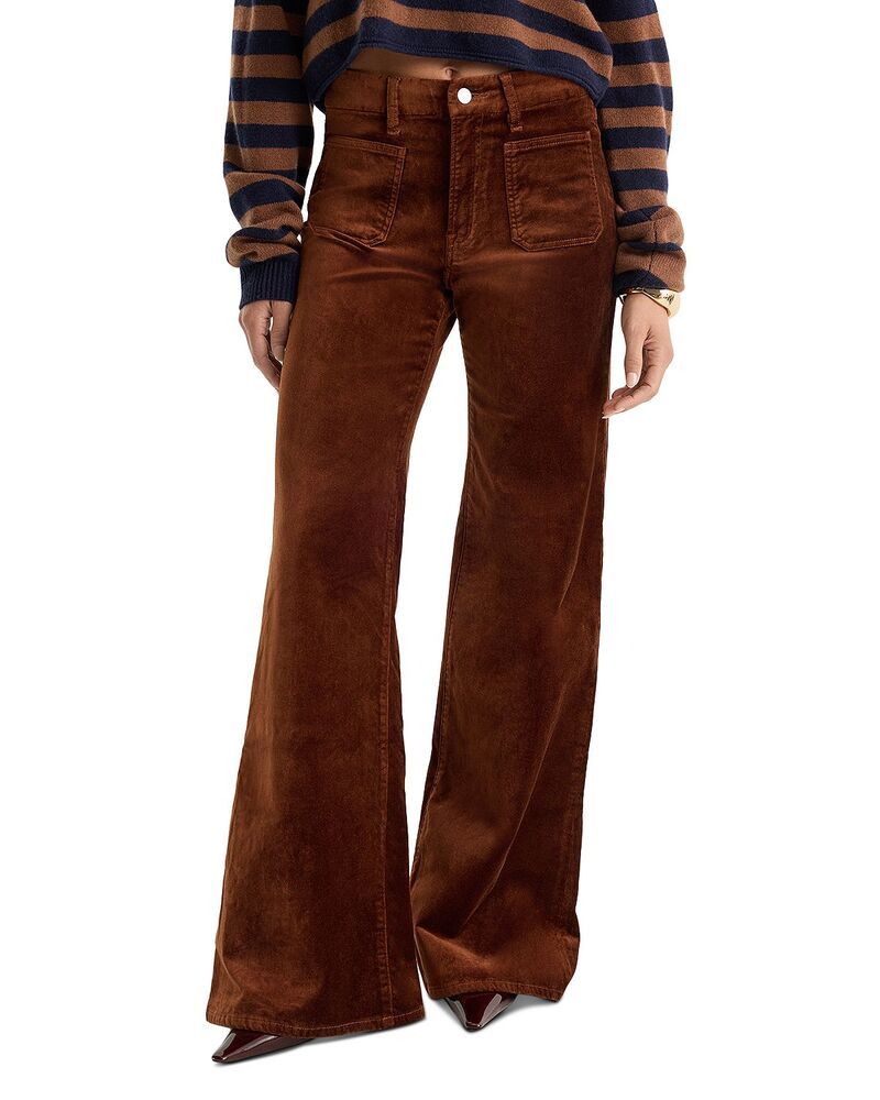 グッドアメリカン レディース ボトムス デニムパンツ ベルベット ジーンズ Good American Good Waist Velvet High Rise Palazzo Jeans in Bro