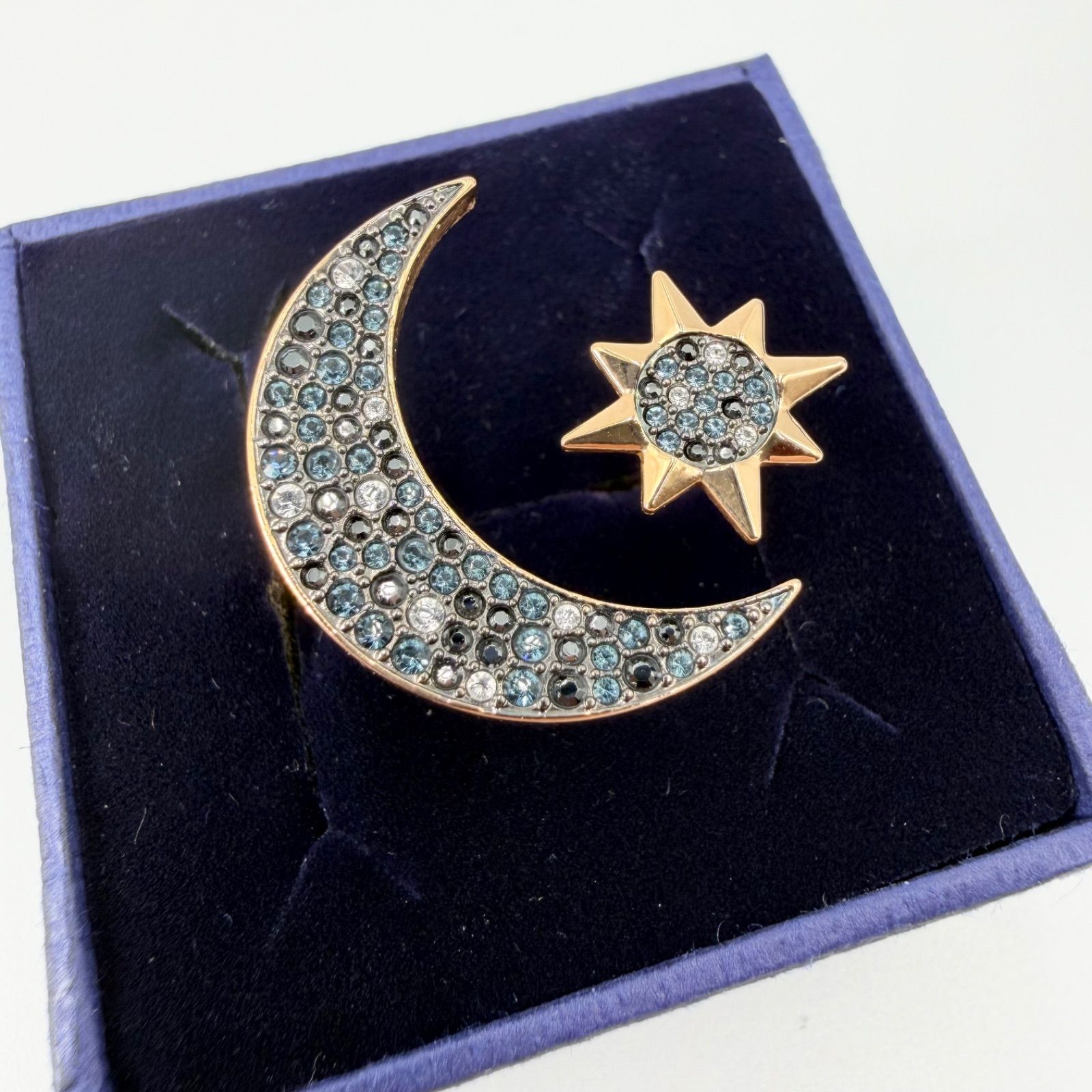 【美極品】スワロフスキー リング 16号 月 太陽 星モチーフ ローズゴールド 11,100円