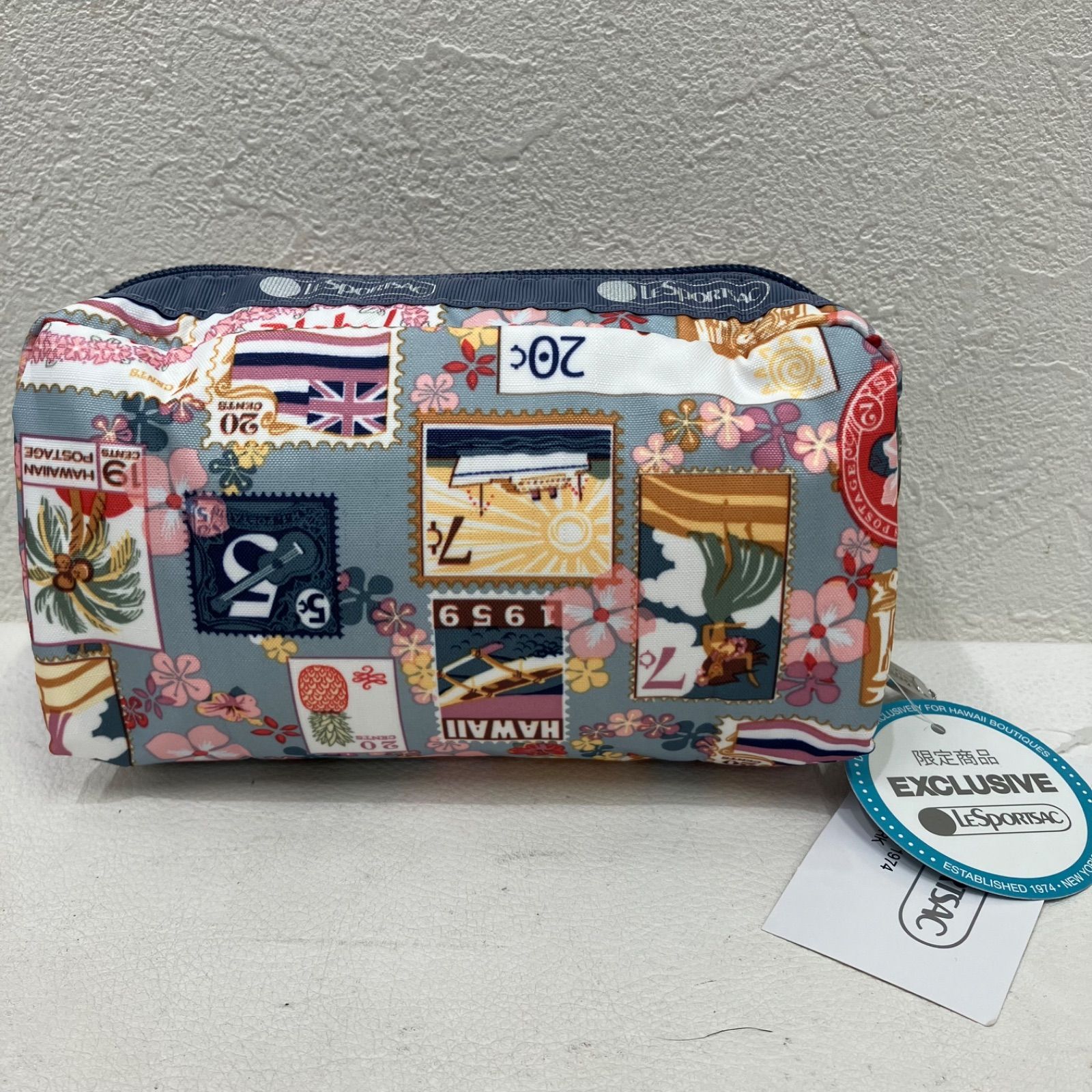 9442 LeSportsac レスポートサック ポーチ 切手柄 ハワイ限定 タグ有り