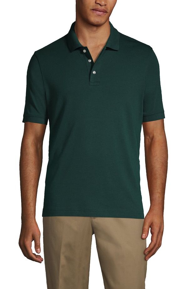 ランズエンド メンズ トップス ポロシャツ Lands End School Uniform Long Sleeve Interlock Polo Shirt Evergreen 8,506円