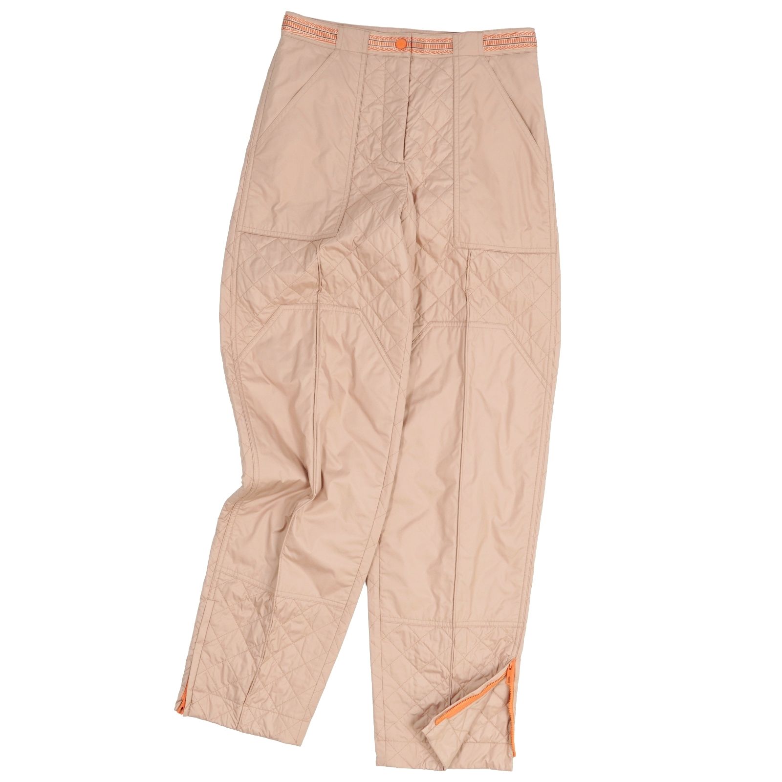 極美品 エルメス HERMES 2023 パンツ ロングパンツ 中綿入り セリエボタン ボトムス イタリア製 レディース 36(S相当) ポリエステル ベージュ 古着