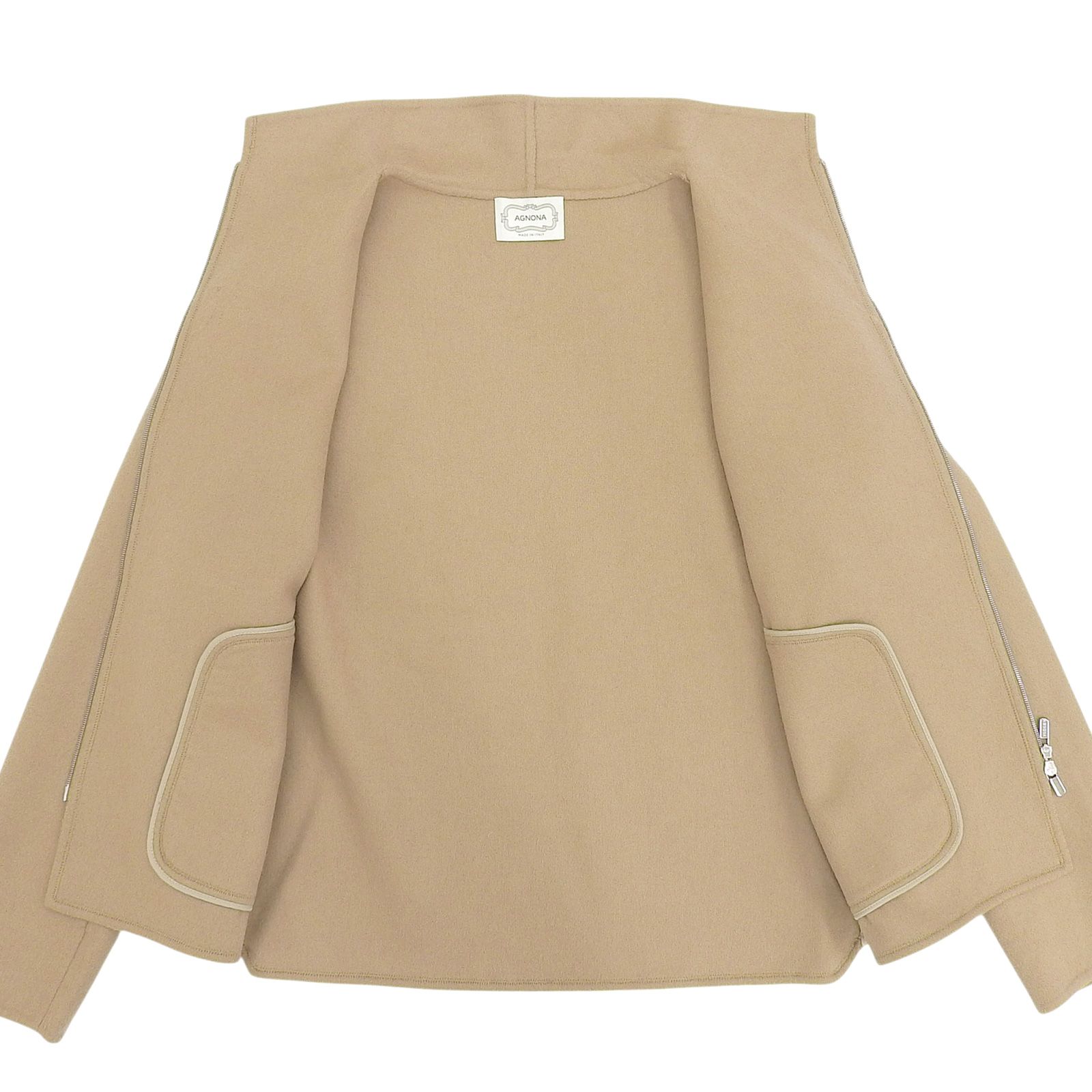 美品△Agnona アニオナ カシミヤ100％ スタンドカラー ジップアップ