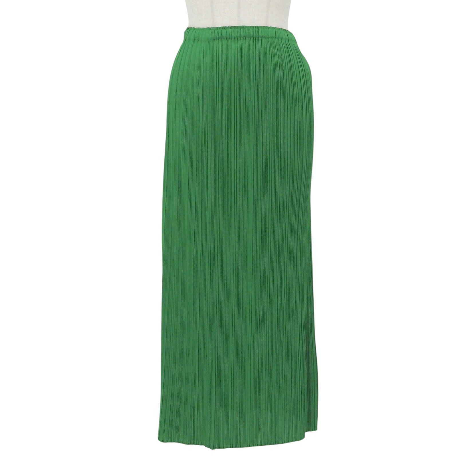 極美品▲PLEATS PLEASE プリーツプリーズ イッセイミヤケ PP53-JG002 プリーツ スカート グリーン 3 日本製 正規品 レディース