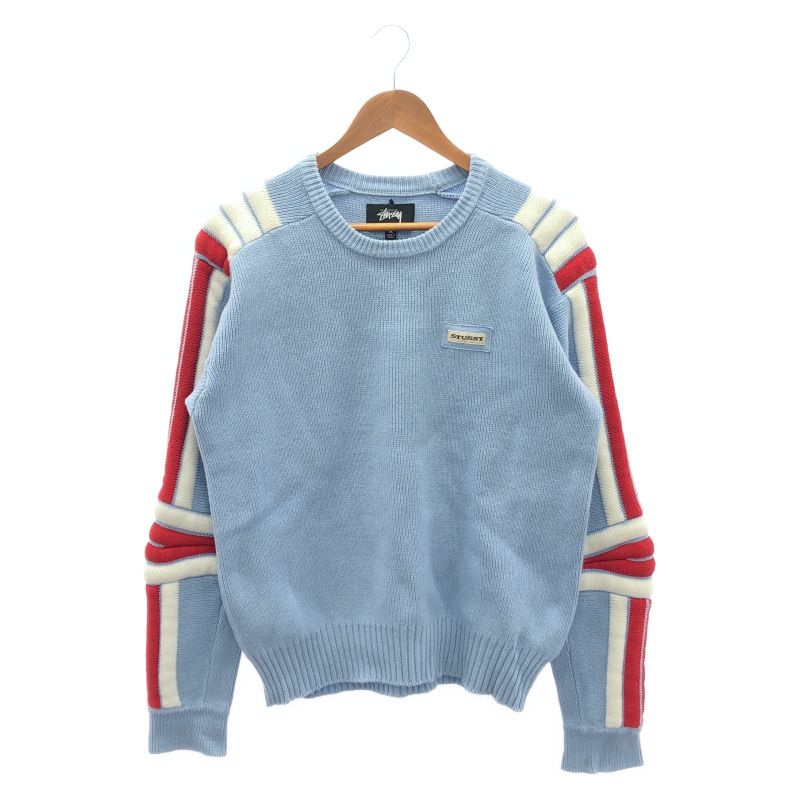 【中古】STUSSY 25AW Moto Sweater 117292 スカイブルー M ステューシー [66]