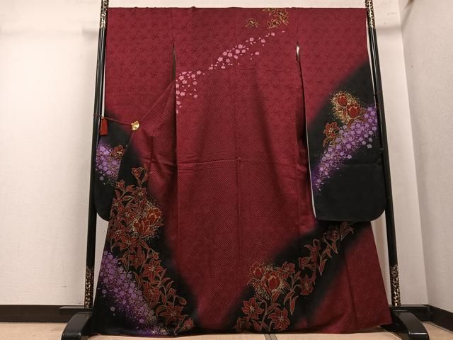 平和屋着物●豪華振袖　絞り　草花文　暈し染め　金彩　やまと誂製　正絹　逸品　AABL8869ph