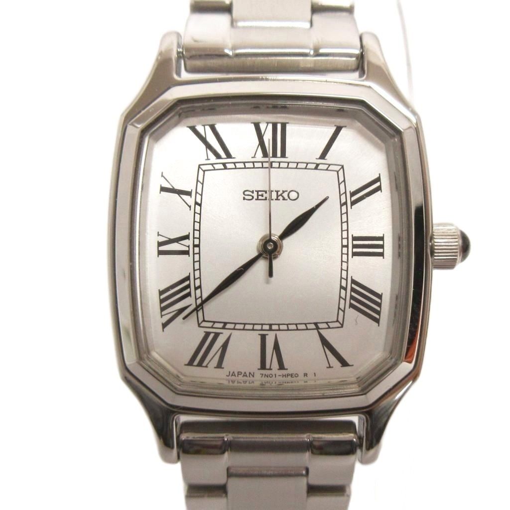 セイコー SEIKO 美品 ユナイテッドアローズ コラボ 腕時計 アナログ 3針 文字盤白 7N01-HAD1 シルバーカラー ウォッチ 17,834円