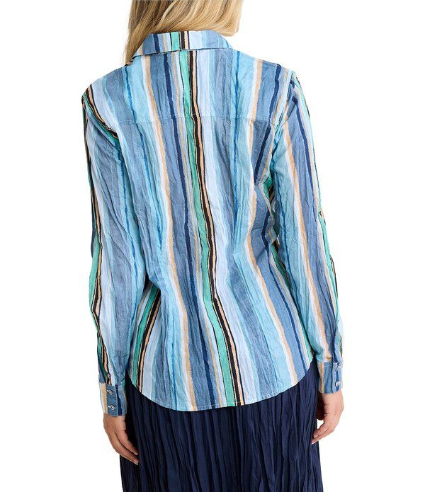 ニックアンドゾー レディース トップス シャツ nz by NIC ZOE Stripe Point Collar Long Sleeve Button Front Shirt Blue Multi ニックアンドゾー レディース トップス シャツ nz by NIC ZOE Stripe Point Collar Long Sleeve Button Front Shirt Blue Multi