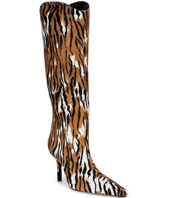 シュッツ レディース シューズ ブーツ・レインブーツ プリントール Schutz Mary Ellen Tiger Print Calf Hair Tall Boots NaturalBlack ブラ