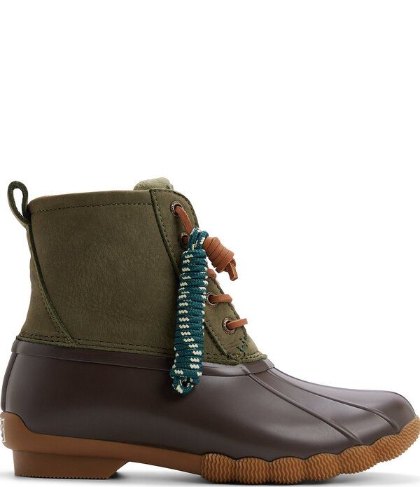 スペリー レディース シューズ ブーツ・レインブーツ レース Sperry Saltwater Lace Up Waterproof Duck Booties Dark Brown ブラウン