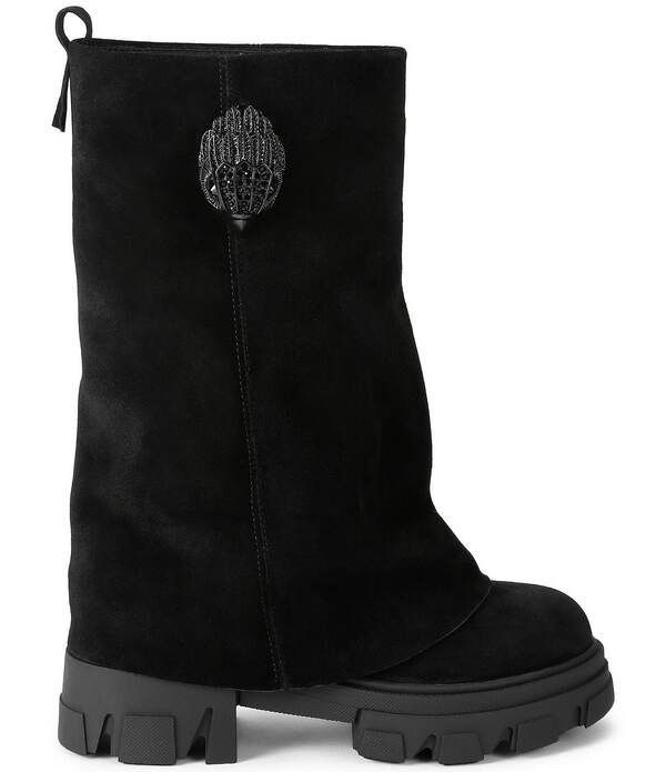 カートジェイガーロンドン レディース シューズ ブーツ・レインブーツ スエード Kurt Geiger London Stomp Foldover Suede Mid Calf Biker Boots