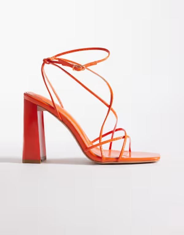 シミ レディース シューズ サンダル ヒール SIMMI Shoesimmi London Carmela block heeled sandals in orange PU オレンジ 15,466円