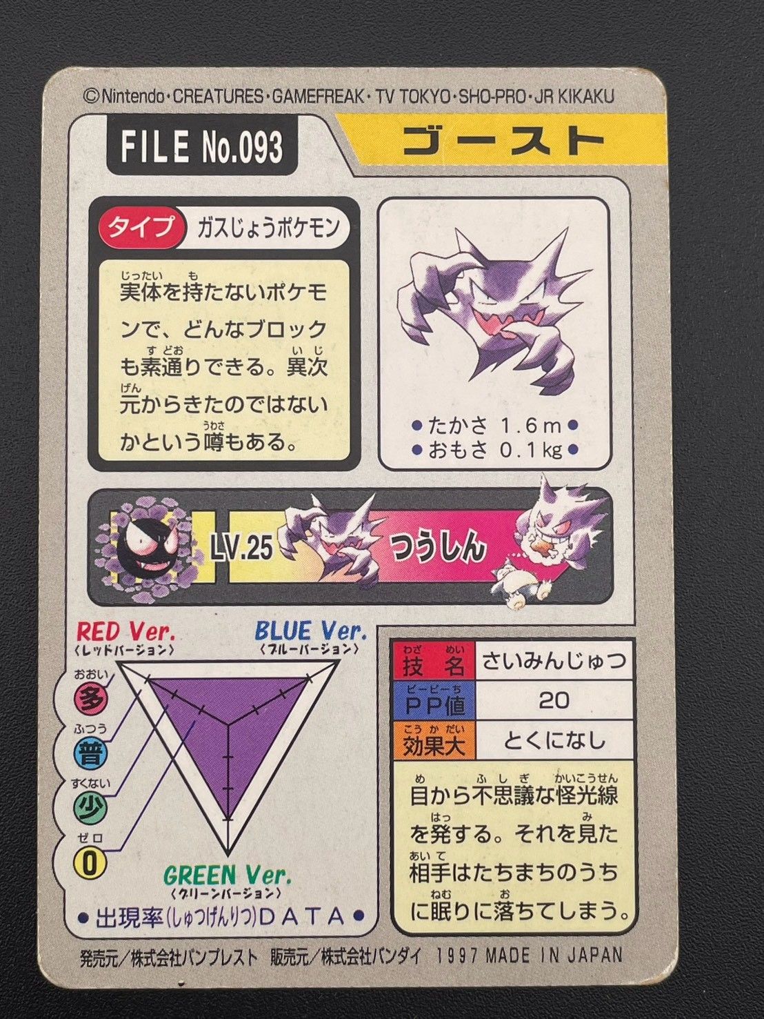 中古品】 ゴースト No.093 カードダス ポケモンカード - メルカリ