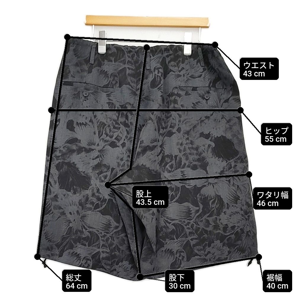 Yohji Yamamoto POUR HOMME 花と少年期 ショートパンツ2 Yohji Yamamoto POUR HOMME 未使用 WOOL GABARDINE FLORAL DISCHARGE