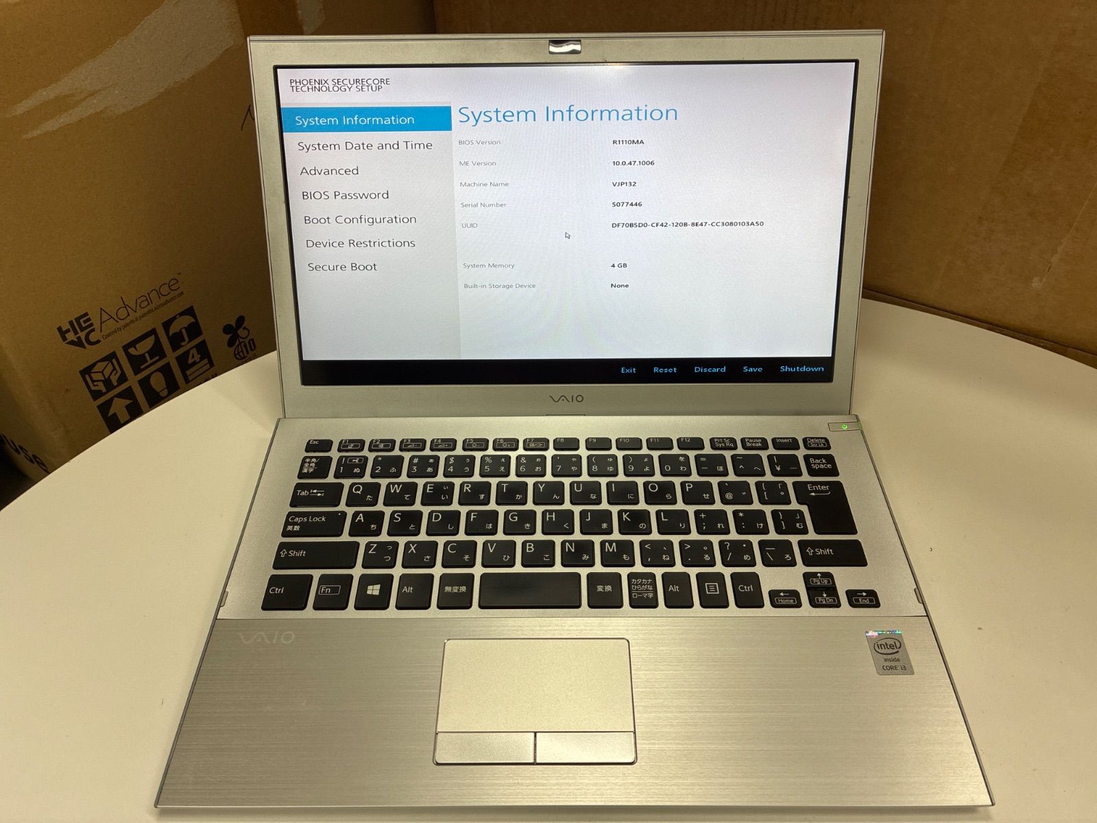 ジャンク】VAIO VJP132C11N Core i3 4GB BIOS起動確認済 - メルカリ