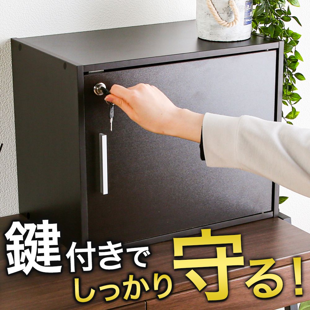 鍵付き 収納棚 ボックス A4対応 ラック 収納ボックス 収納ラック 収納家具  扉付き カラーボックス リビング 寝室  ゼウス ブラウン[離島配送不可] thumbnail 2