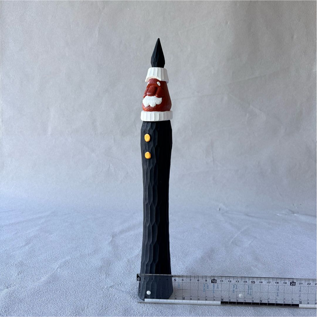 とんがりサンタ　shimoo design クリスマス　北欧　木工　置物　作家 希少 Shimoo Design シモーデザイン とんがりサンタ 木彫り