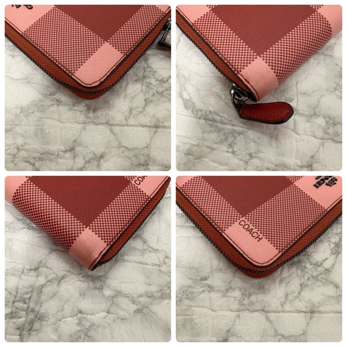 【新品未使用】COACH コーチ 長財布 チェック柄 F25966 coach コーチ 長財布 ピンク ブロックチェック柄 PVCコーティング
