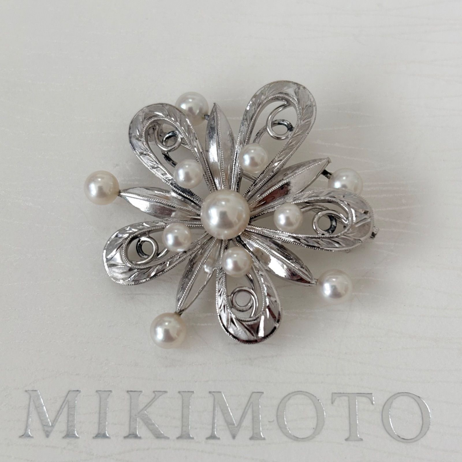 美品✨MIKIMOTOミキモト アコヤパール ブローチ フラワー　シルバー 409【ミキモト】シルバー パール ブローチ フラワー MIKIMOTO - メルカリ