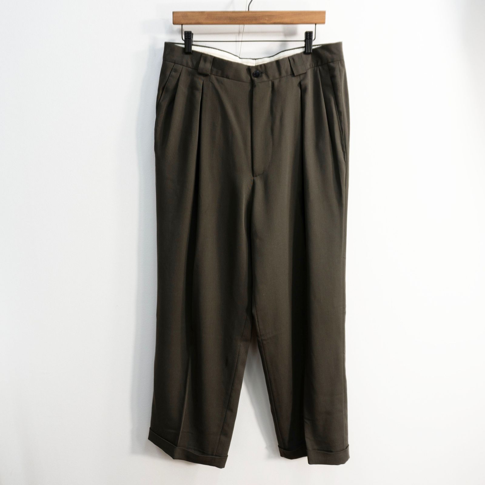 美品 Giorgio Armani ジョルジオアルマーニ スラックス シルク 美品/90s】GIORGIO ARMANI【ウールシルク 2タック スラックスパンツ