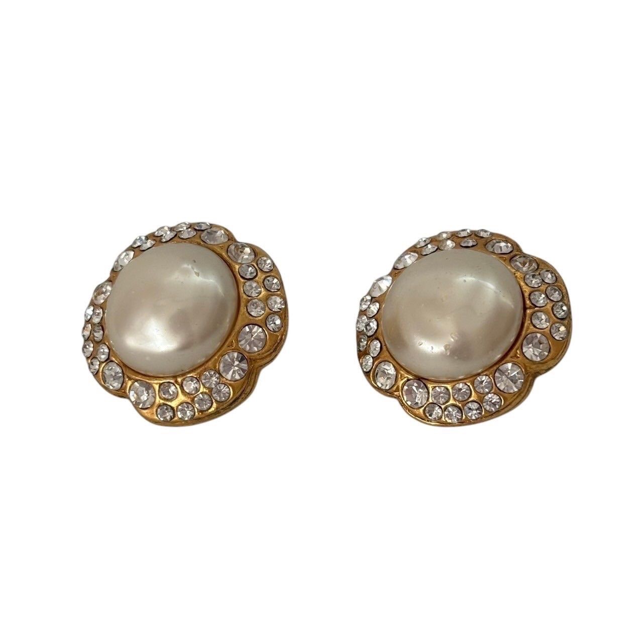 CHANEL シャネル イヤリング 金 アクセサリー ジュエリー 小物 パール ラインストーン GP レディース