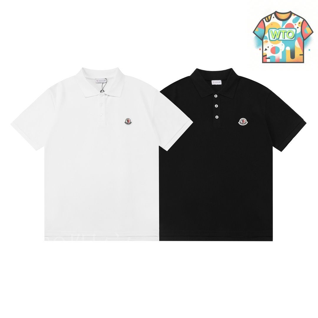 Moncler ウオッシュド加工 ポロシャツ Made in Italy MONCLER 2025春夏新作 レザーロゴパッチ付き 半袖ポロシャツ